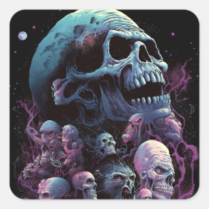 Skulls Monsters Horror Art Square Sticker
