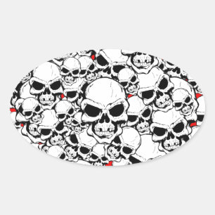 SKULLS OVAL STICKER