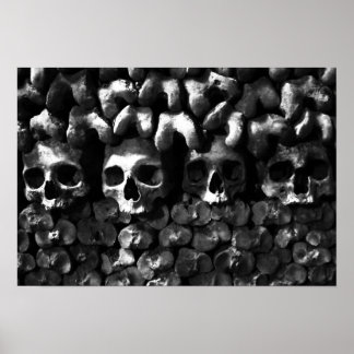 Skulls - Paris Catacombs, black and white version Poster