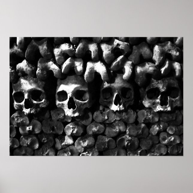 Skulls - Paris Catacombs, black and white version Poster (Front)