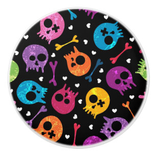 Skulls pattern 2 ceramic knob