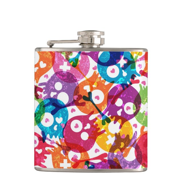 Skulls pattern 2 hip flask (Front)