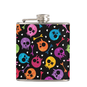 Skulls pattern hip flask