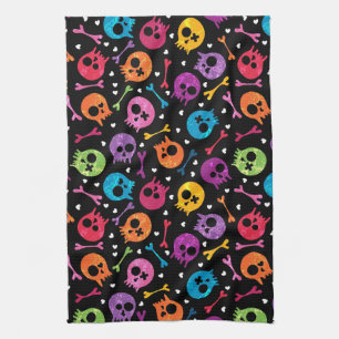 Skulls pattern kitchen towel