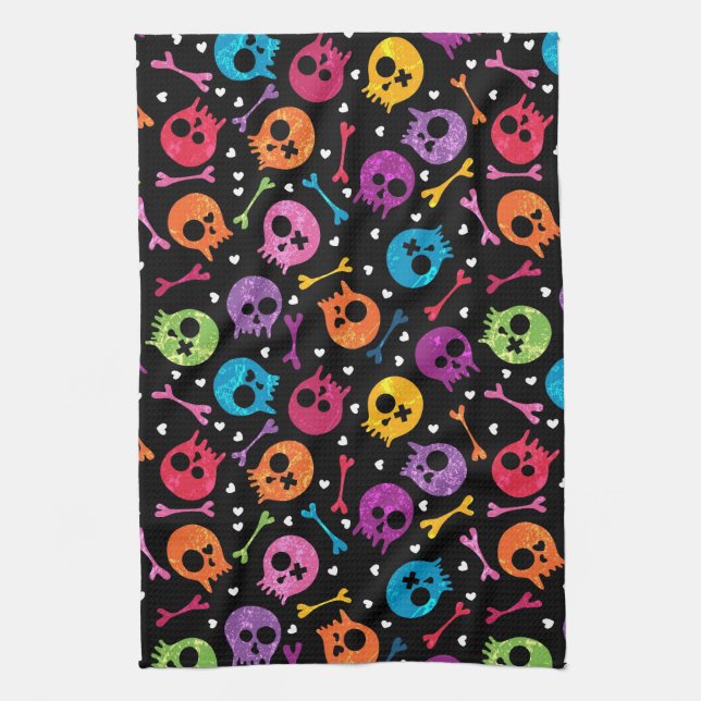 Skulls pattern kitchen towel (Vertical)