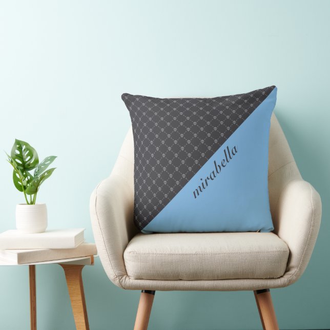 Skulls Pattern Monogrammed Throw Pillow (Chair)