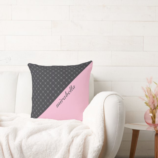 Skulls Pattern Monogrammed Throw Pillow (Couch)