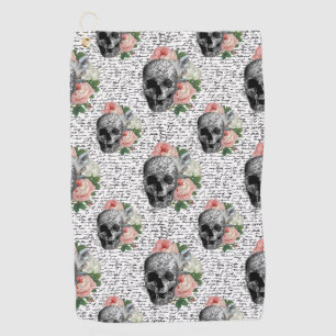 Skulls & Pink Roses Golf Towel