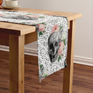 Skulls & Pink Roses Long Table Runner