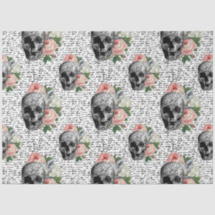 Skulls & Pink Roses Tissue Paper