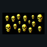 Skulls Pop Art Print Poster - Skull Posters Prints<br><div class="desc">Fantasy Art Skull Skeleton - Grey & Black  Heavy Metal Punk Rock College Pop Art Image</div>