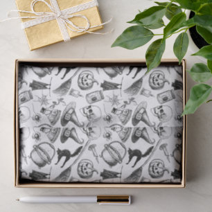 Skulls Pumpkins Broomsticks Bats Halloween Tissue Paper