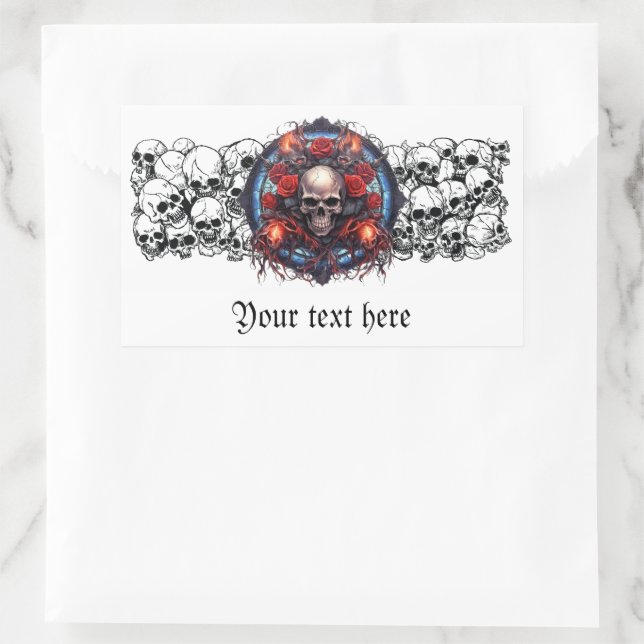 Skulls, Red Roses, and flames pirate gothic design Sticker (Bag)