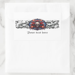 Skulls, Red Roses, and flames pirate gothic design Sticker