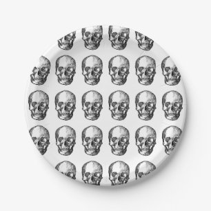 Skulls RIP 20s Funny 30th Halloween Goth Birthday Paper Plate