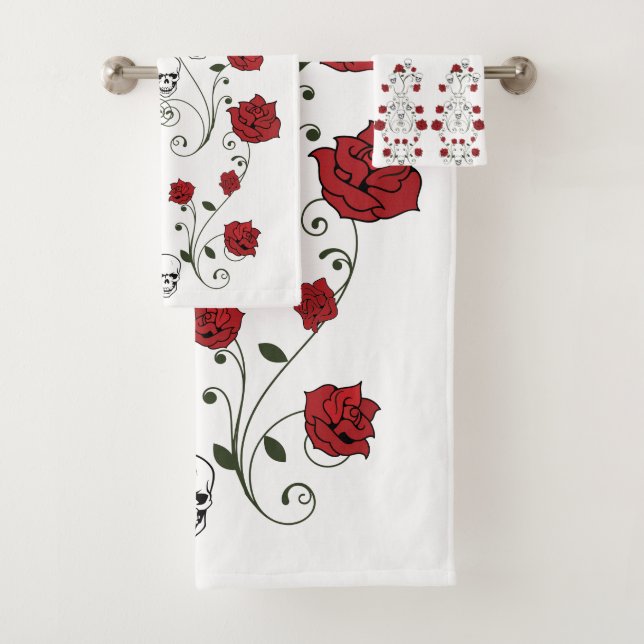 Skulls & Roses Bathroom Towel Set (Insitu)