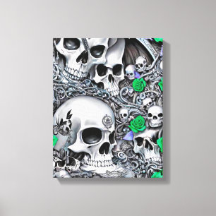 Skulls & Roses Canvas Print