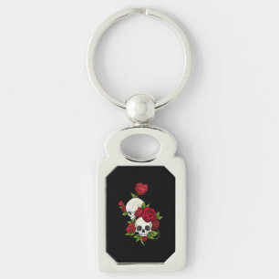 Skulls Roses Día de Muertos Keychain