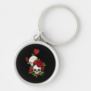 Skulls Roses Día de Muertos Keychain