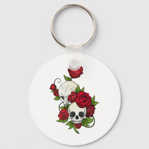 Skulls Roses Día de Muertos Keychain