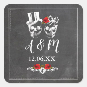 Skulls Rustic Vintage Red Roses Stickers Labels
