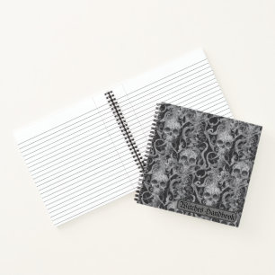 Skulls & Scrolls Grey Scary Witch's Handbook Notebook