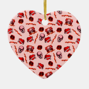 Skulls Valentine Ceramic Ornament