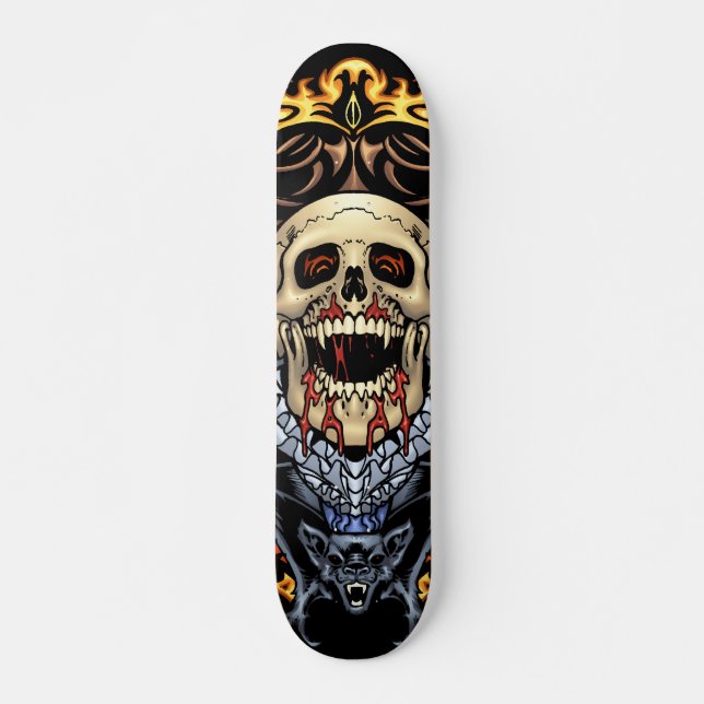 Skulls, Vampires and Bats customizable by Al Rio Skateboard (Front)