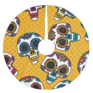 Skulls: vintage latino-american style. brushed polyester tree skirt