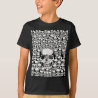 SKULLS WALL DEATH DEAD SKELETON BLACK WHITE