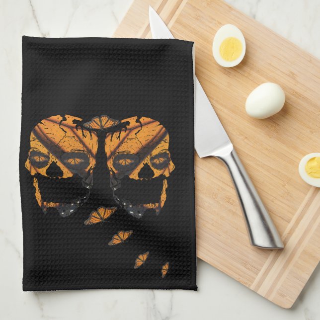 Skulls Wings of Butterflys Kitchen Towel (Quarter Fold)