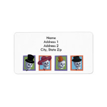 Skulls with Hats Halloween Address Labels