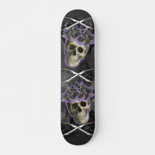 Skulls with silver detail and purple haze skateboard