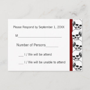Skulls with Stripe(Red) RSVP Card