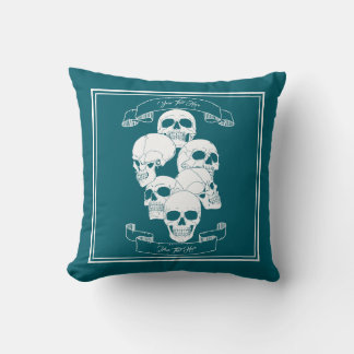 Skulls with Text Teal Throw Pillow