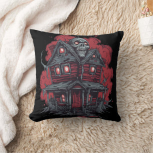 Skulltop Manor: A Nightmare Unleashed Throw Pillow