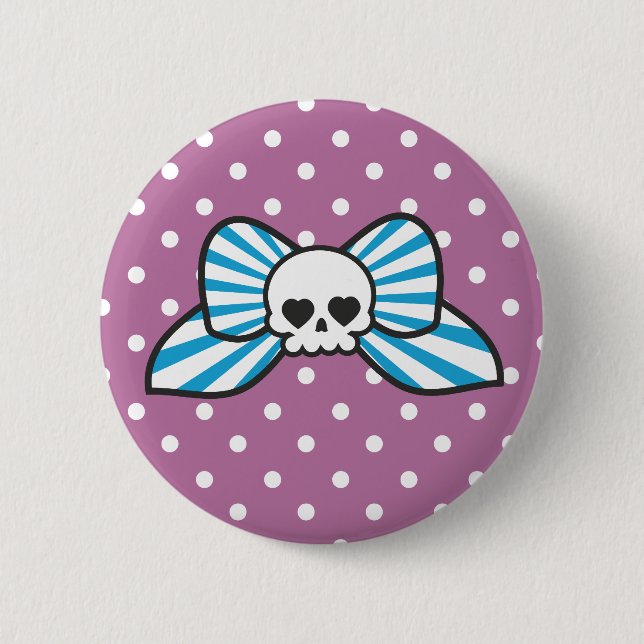 Skully Bow 2 Inch Round Button (Front)
