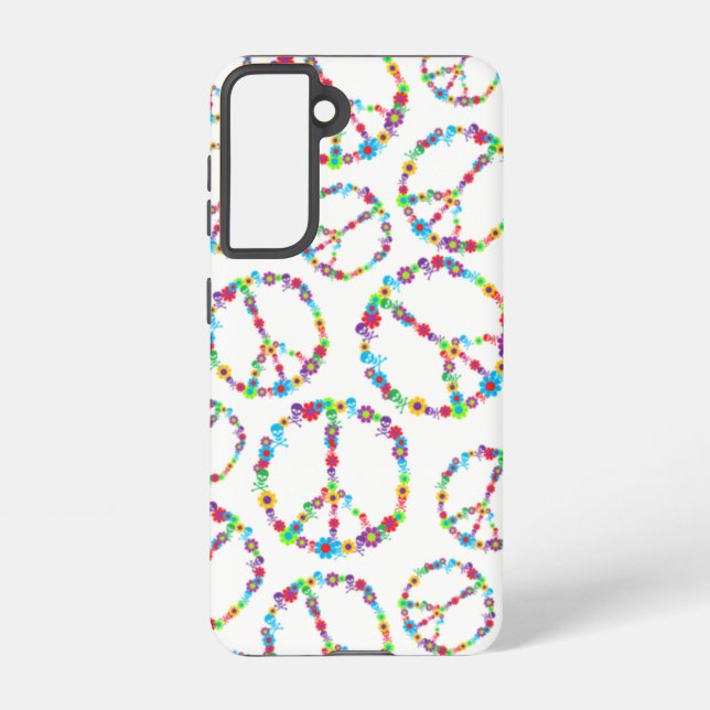 Skully Flower Power Peace Sign Samsung Galaxy S21 Case (Back)