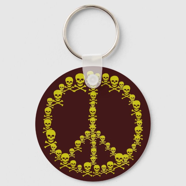 Skully Peace Sign Keychain (Front)