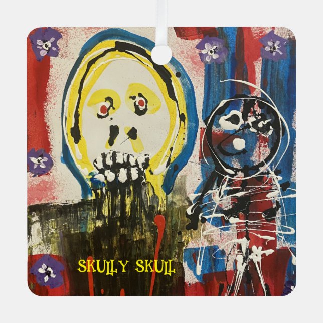 Skully Skull Metal Car Ornament (Front)