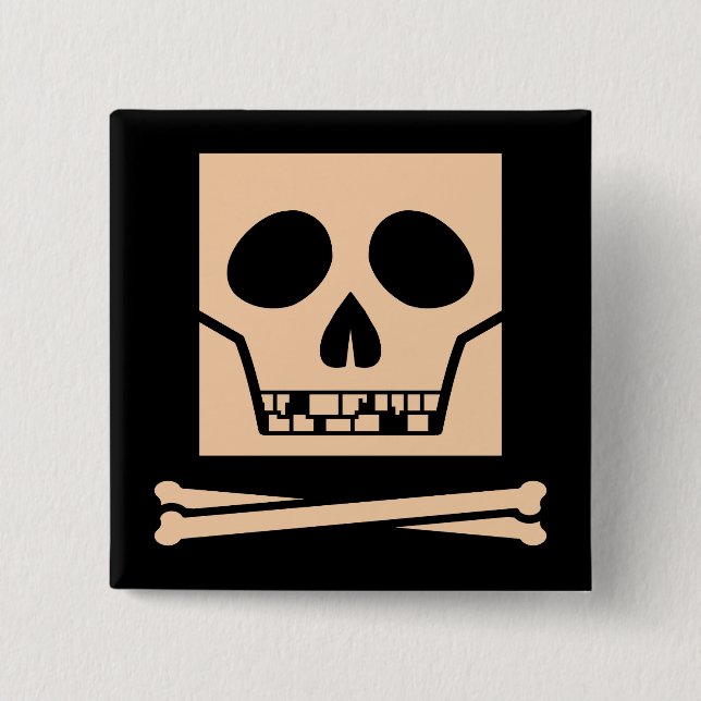 Skully Square 2 Inch Square Button (Front)