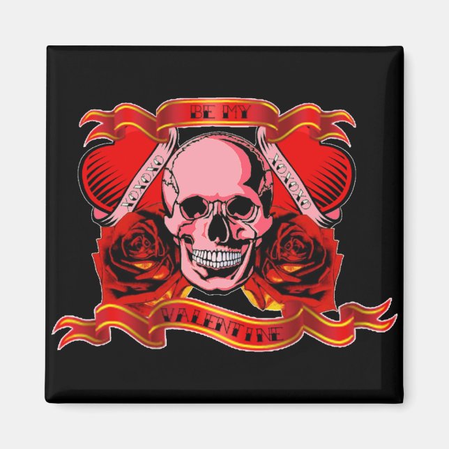Skully Valentine Tattoo Magnet (Front)