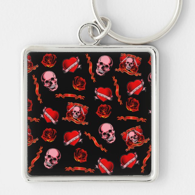 Skully Valentine Tattoos Keychain (Front)