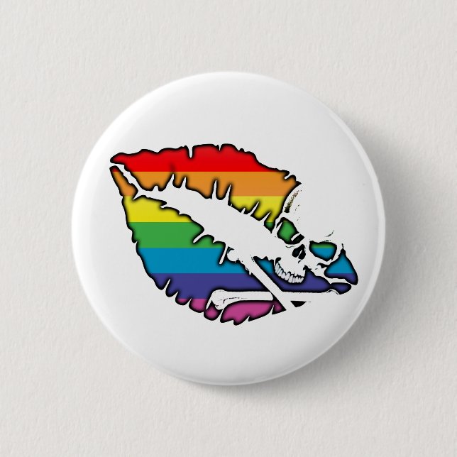 skullz and lips. 2 inch round button (Front)