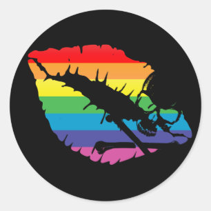 skullz and lips. classic round sticker