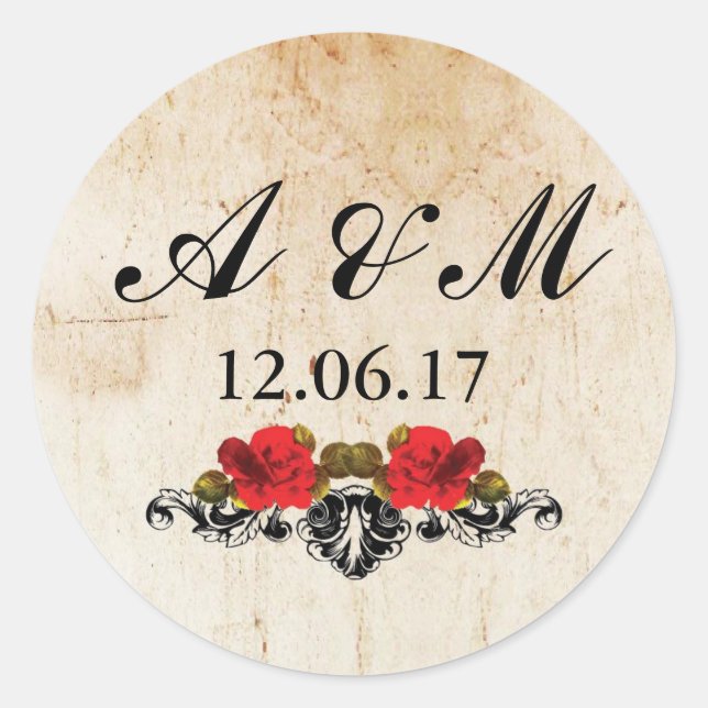 Skuls Rustique Vintage Stickers Rose Stickers Étiq (Devant)