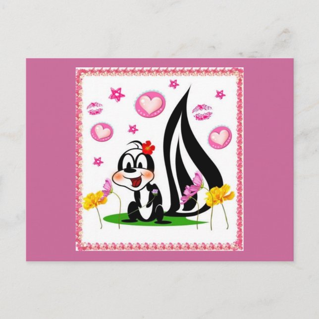 skunk and hearts postcard (Front)