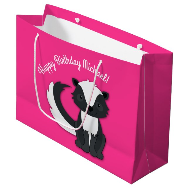 Skunk Anniversaire de fête Enfants Rose Grand sac  (Devant Angle)