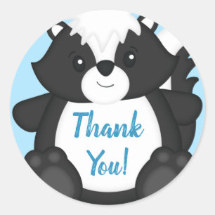 Skunk Baby Shower Blue Classic Round Sticker