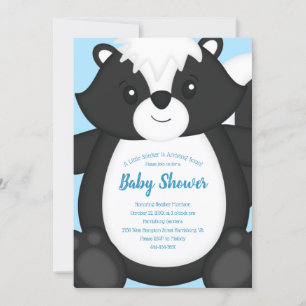 Skunk Baby Shower Blue Invitation